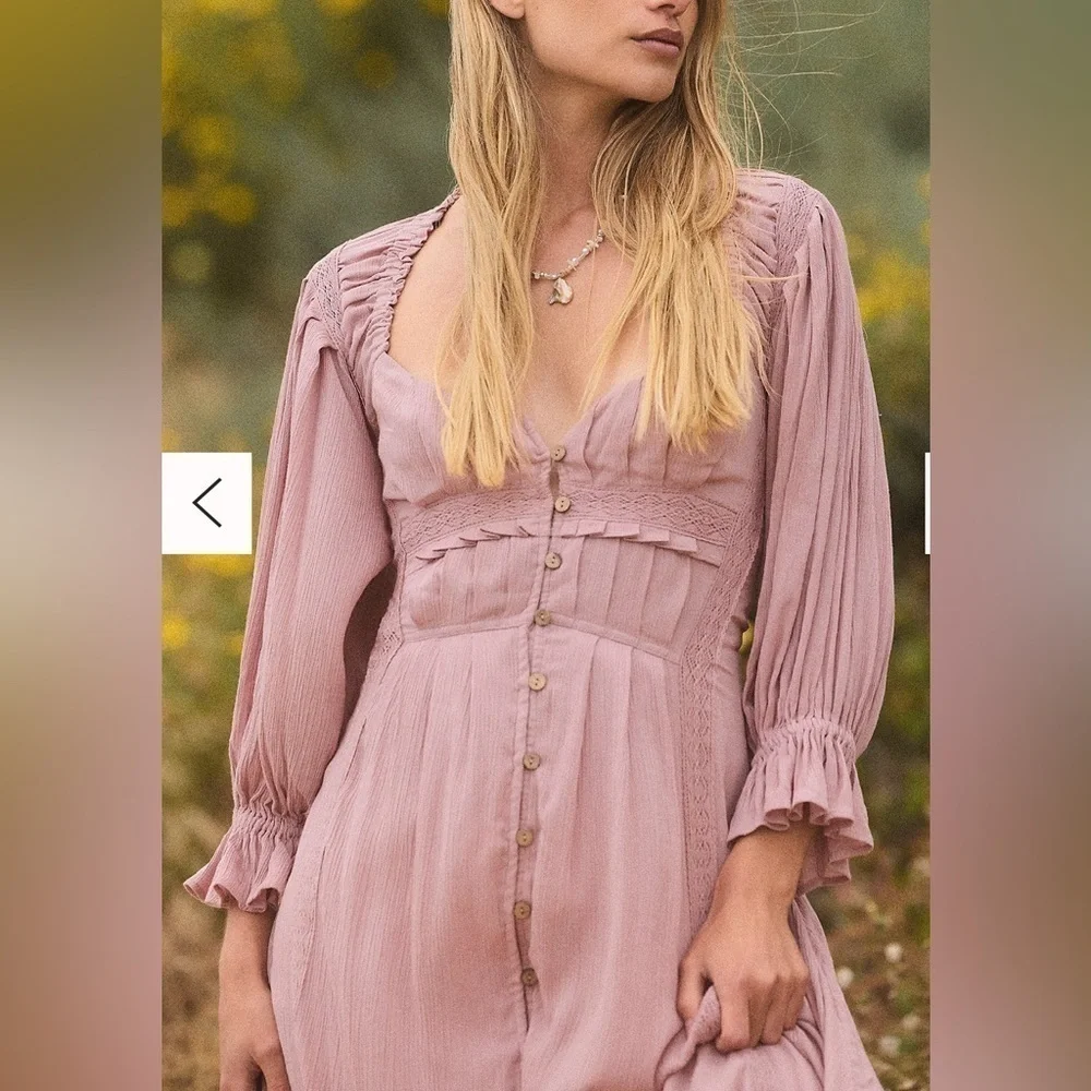 NWOT Free People, Magdalia Maxi, XS in Pale Mauve